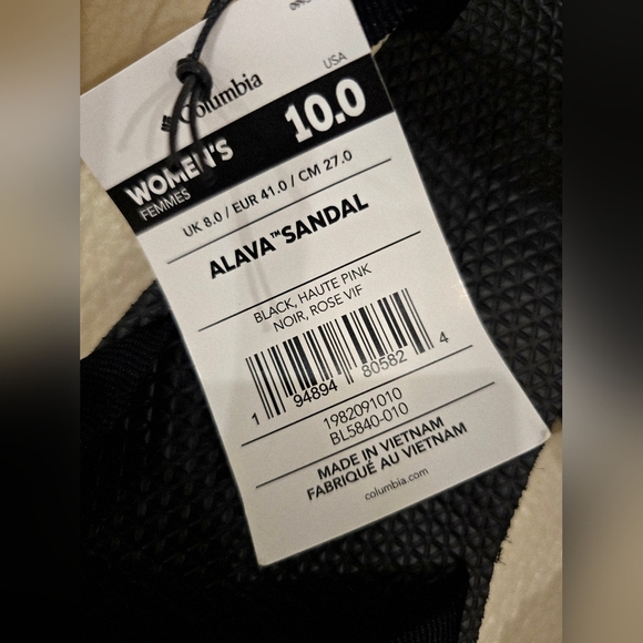 Columbia ALAVA  Black Blue Sandals Shoes  Flats Velcro Ajust Size 10 Insole 11" - Picture 4 of 8